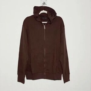 Naked Wardrobe Women's HOODIE SWEATSHIRT Chocolate Brown Full Zip Size M